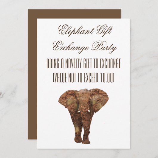 Elephant Gift Exchange-uitnodigingen Kaart (Voorkant / Achterkant)