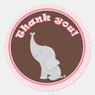 Elephant Gift Favor Label Sticker Roze Bruin