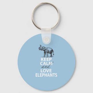 Elephant Gift Keep Calm and Love Elephants Print Sleutelhanger