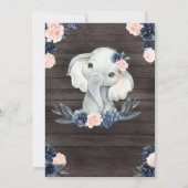 Elephant Gift Waterverf Floral Navy Pink Wooden Kaart (Achterkant)