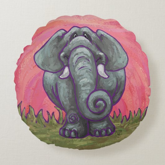 Elephant Gifts & Accessoires Rond Kussen (Voorkant)