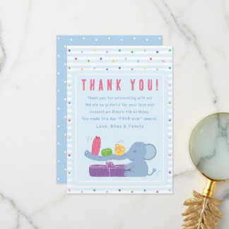 Elephant & Gifts Birthday Thank You Card Bedankkaart