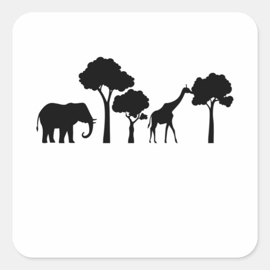 Elephant Giraffe Africa Zoo Safari Elephant Gift Vierkante Sticker (Voorkant)