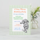 Elephant Giraffe Birthday Party nodigt groene Stip Kaart (Staand voorkant)