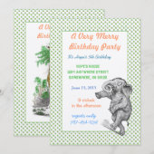 Elephant Giraffe Birthday Party nodigt groene Stip Kaart (Voorkant / Achterkant)