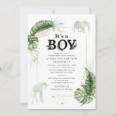 Elephant Giraffe Couples Baby shower Oerwoud Safar Kaart (Voorkant)