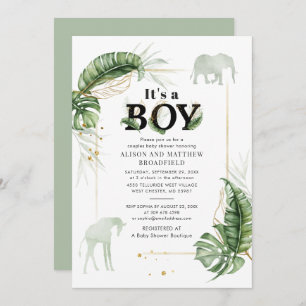 Elephant Giraffe Couples Baby shower Oerwoud Safar Kaart