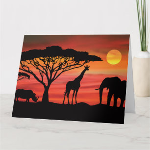 Elephant, Giraffe en Rhinoceros in Afrika Kaart
