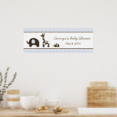 Elephant & Giraffe in Blue Baby shower Banner Poster (Keuken)