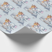 Elephant Giraffe Koala Blue Cadeaupapier (Hoek)