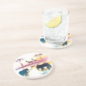 Elephant, Giraffe Safari Sunset Art Zandsteen Onderzetter (Zijkant)