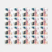 Elephant, Giraffe Safari Sunset Wildlife Pattern Fleece Deken (Voorkant (Horizontaal))