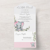 Elephant Girl Baby shower All In One Uitnodiging (Binnen)
