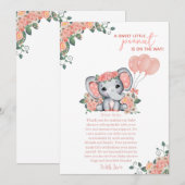 Elephant Girl Baby shower Bedankkaart (Voorkant / Achterkant)