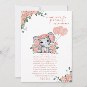 Elephant Girl Baby shower Bedankkaart