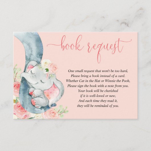 Elephant girl baby shower boek in plaats van kaart (Voorkant)
