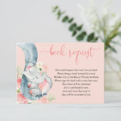 Elephant girl baby shower boek in plaats van kaart (Staand voorkant)