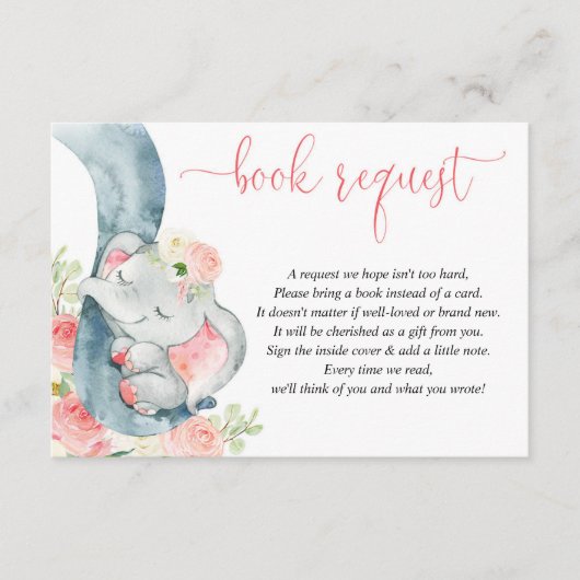 Elephant girl baby shower boek in plaats van kaart (Voorkant)
