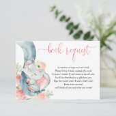 Elephant girl baby shower boek in plaats van kaart (Staand voorkant)