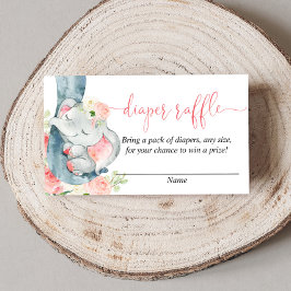 Elephant girl baby shower diaper raffinagekaarten informatiekaartje