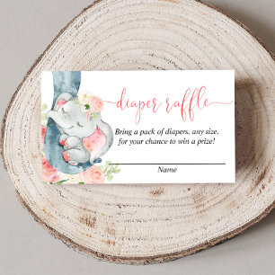 Elephant girl baby shower diaper raffinagekaarten informatiekaartje