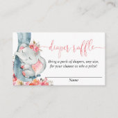 Elephant girl baby shower diaper raffinagekaarten informatiekaartje (Voorkant)