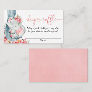 Elephant girl baby shower diaper raffinagekaarten informatiekaartje
