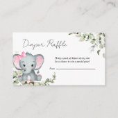 Elephant Girl Baby shower Diaper Raffle Informatiekaartje (Voorkant)