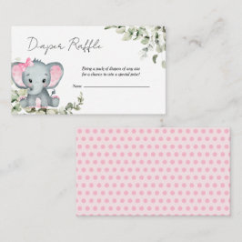 Elephant Girl Baby shower Diaper Raffle Informatiekaartje