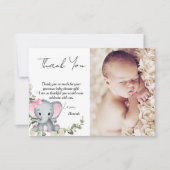 Elephant Girl Baby shower Foto Bedankkaart (Voorkant)