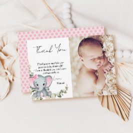 Elephant Girl Baby shower Foto Bedankkaart