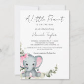 Elephant Girl Baby shower Invitation Kaart (Voorkant)