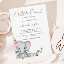 Elephant Girl Baby shower Invitation