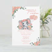 Elephant Girl Baby shower Kaart (Staand voorkant)