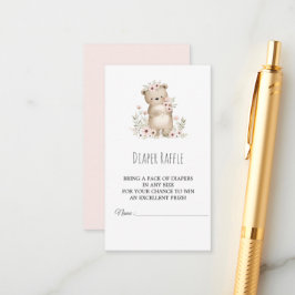 Elephant Girl Baby shower Luier Raffle Kaart