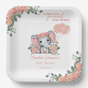 Elephant Girl Baby shower Papieren Bordje