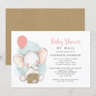 Elephant Girl-Baby shower per post Kaart