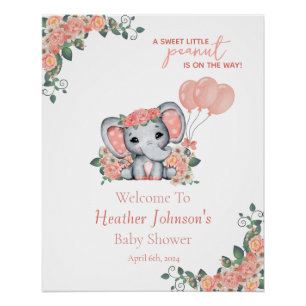 Elephant Girl Baby shower Perfect Poster