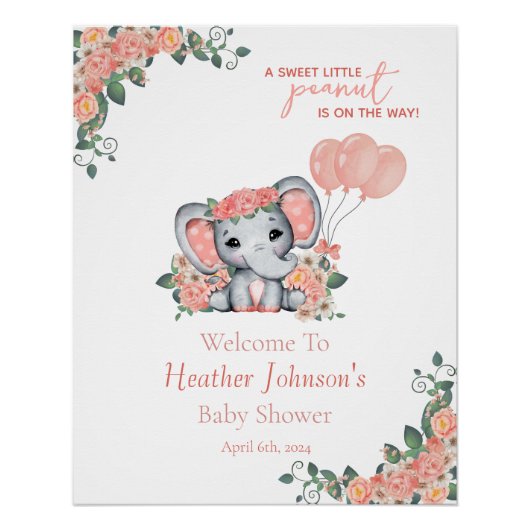 Elephant Girl Baby shower Perfect Poster (Voorkant)