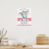 Elephant Girl Baby shower Pink Welcome Sign Poster (Keuken)