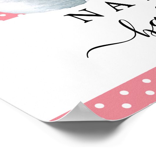 Elephant Girl Baby shower Pink Welcome Sign Poster (Hoek)