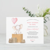 Elephant Girl Baby shower via Mail-uitnodiging Kaart (Staand voorkant)