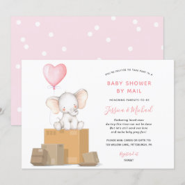 Elephant Girl Baby shower via Mail-uitnodiging Kaart