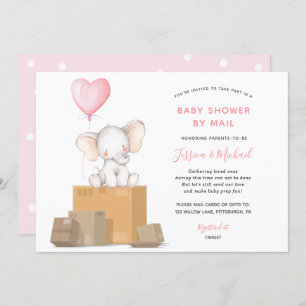 Elephant Girl Baby shower via Mail-uitnodiging Kaart