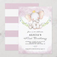 Elephant Girl First Birthday Waterverf