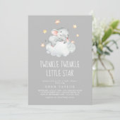 Elephant Girl | Grijze Twinkle Little Star Kaart (Staand voorkant)