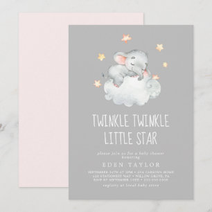 Elephant Girl Grijze Twinkle Little Star Kaart
