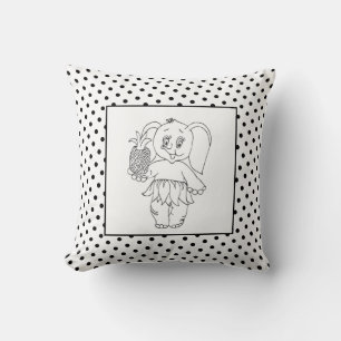 Elephant Girl Modern Baby voor kinderen Gray Polka Kussen