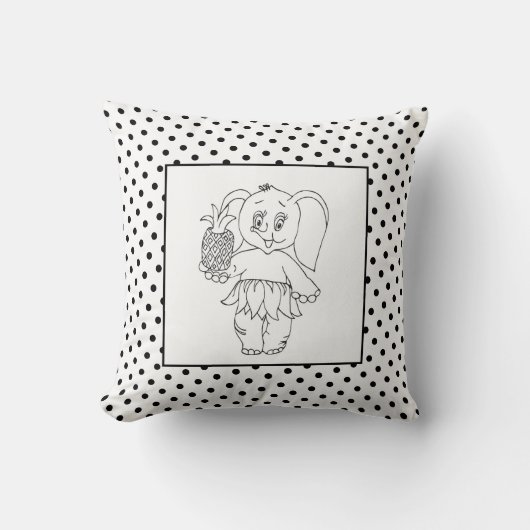 Elephant Girl Modern Baby voor kinderen Gray Polka Kussen (Voorkant)