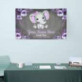 Elephant Girl Paars Bow Backdrop Banner Floral (Beurs)